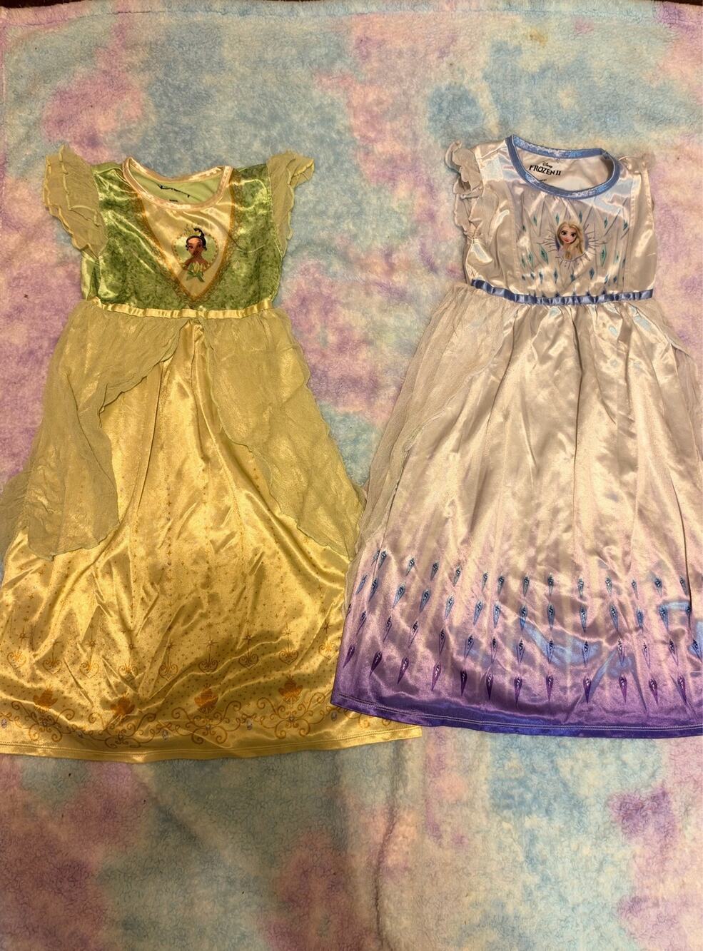 a Disney Princess 2-Piece Fantasy Nightgown Bundle Princess Tiana Queen Elsa